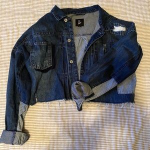 Cropped and Distressed Denim Jacket